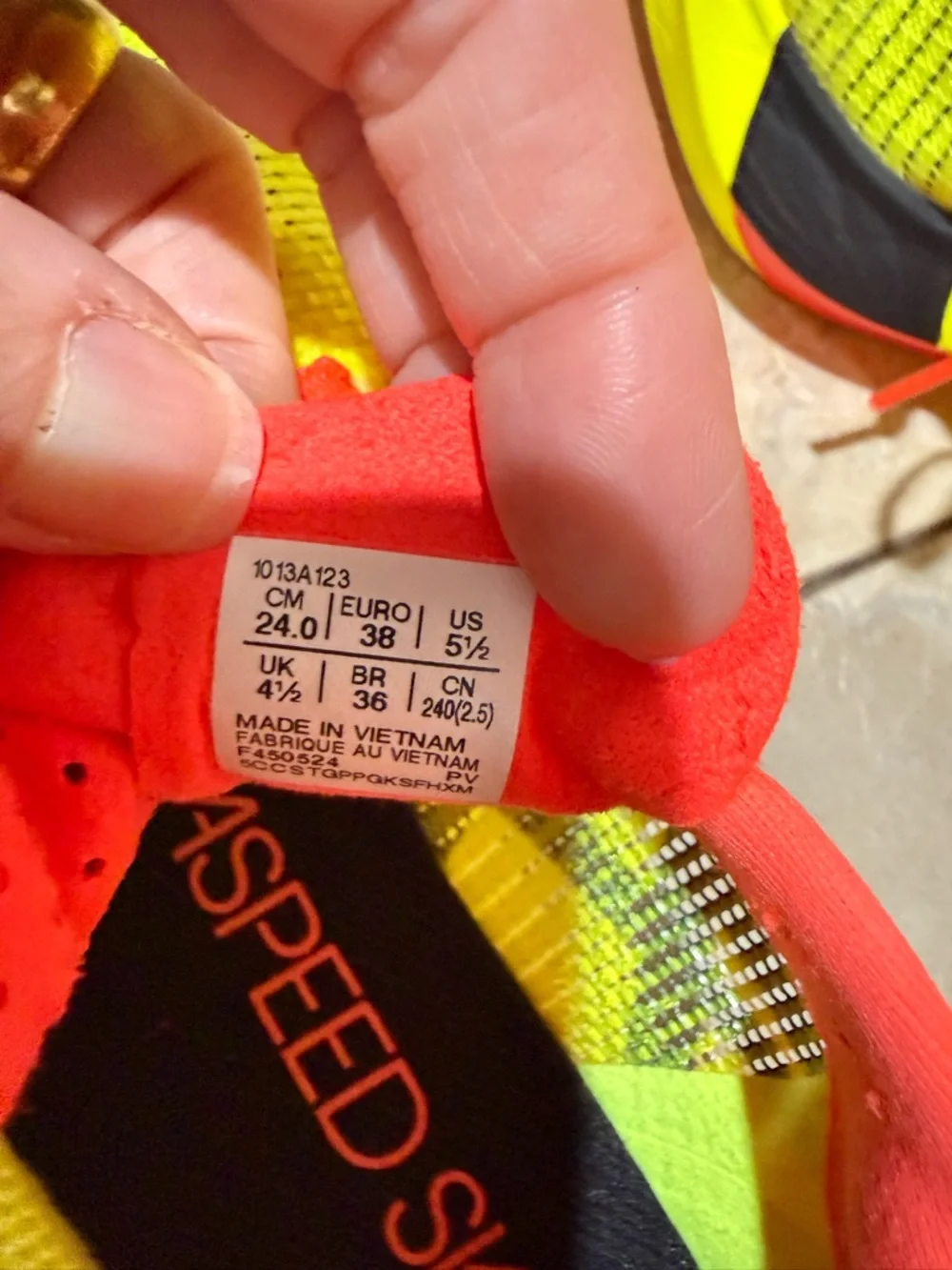 ASICS Meta Speed Sky Yellow and Red Speed Running Shoes - Picture 4 of 6